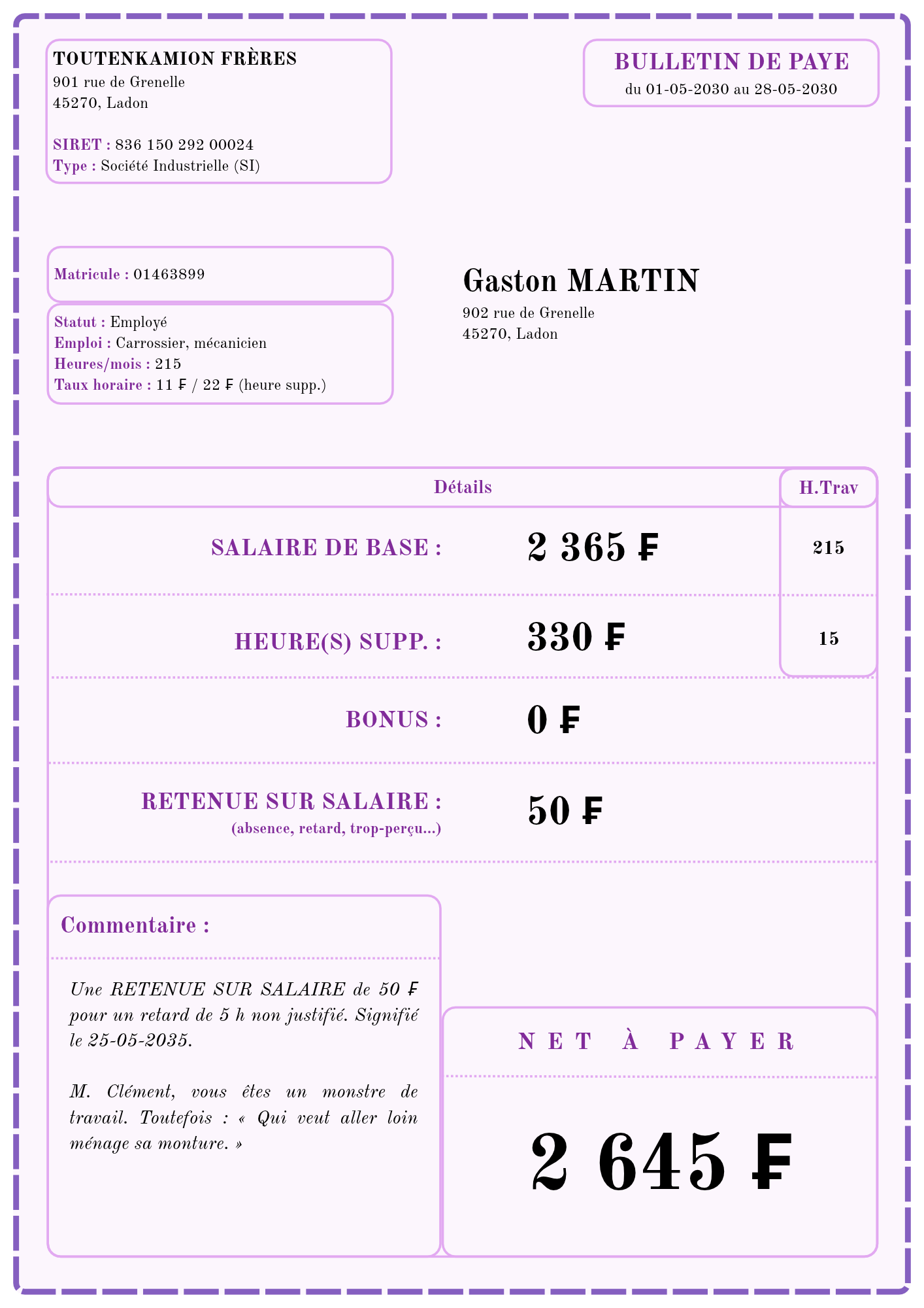 un bulletin de paye nouvelle génération